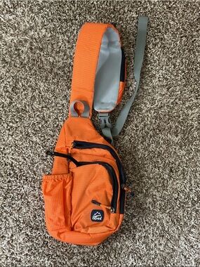 Apex unisex Bright Orange Sling Bag with Gray Strap
